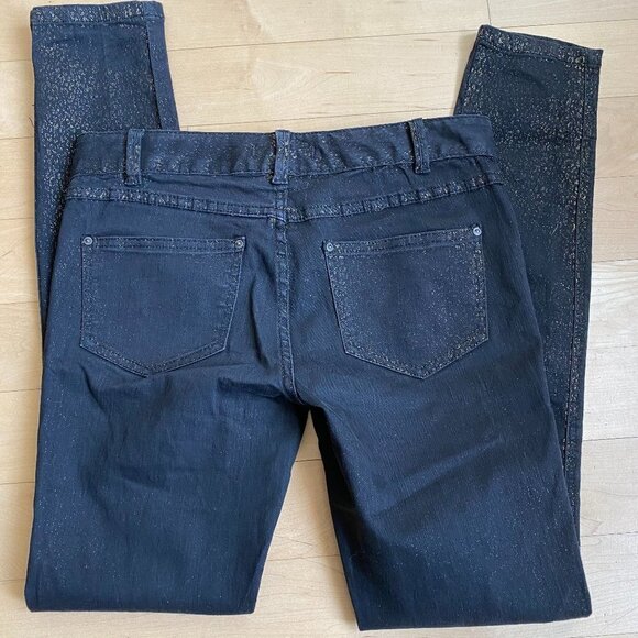𝅺FREE People Jeans Sz 28 Black Gold Speck Skinny - Picture 6 of 6